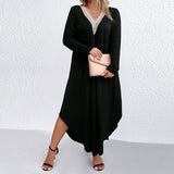 Plus Size Women Clothes Loose Casual Dress Covering Belly Thin Stitching Lace Dress