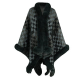 Women Fur Collar Shawl Autumn Winter Thickened Warm Knitted Cape