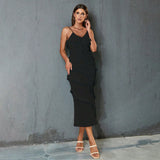 Summer Women Sexy Dress Semi Transparent Stitching Sleeveless Backless Halter Dress