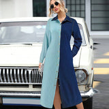 Plus Size Women Clothing Denim Stitching Dress