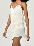 Summer Sling Tassel Dress Women Clothes Short Birthday Party Dress Cocktail Mini Dress