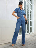 Women Clothing Casual Office Slim Fit Overall Jeans
