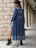 Retro Waist Controlled Slimming Long Sleeve Denim Dress Women
