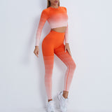 Gradient Sports Long Sleeve Trousers Suit Fitness Running Yoga Long Sleeve Tights
