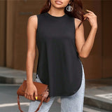 Basic plus Size Women Simple T shirt Office Casual Mid Length Top