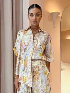 Spring Summer Casual Pocket Half Sleeve Suit Loose Women Wear Two Piece Set