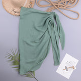 One Piece Apron Solid See through Sexy Beach Women Chiffon Split Vacation Skirt