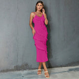 Summer Women Sexy Dress Semi Transparent Stitching Sleeveless Backless Halter Dress