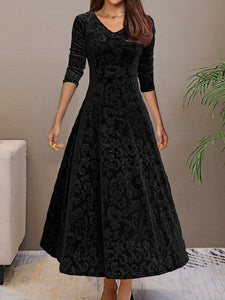 Autumn Winter plus Size Mid Length Pleuche Dress Women