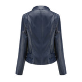 Faux Leather Collared Women Slim-Fit Leather Coat Women Spring Autumn Thin Long Sleeve Coat Short Women Jacket Plus Size