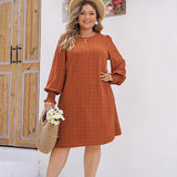 Plus Size Dress Women Clothing Spring Summer Polka Dot Long Sleeve Dress