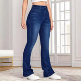 High Waist Elastic Slim Fit Bootcut Trousers Jeans for Women