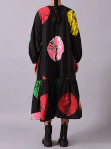 Plus Size Women Clothing Loose Straight Print Dress