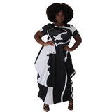 Plus Size Popular Spring Printed round Neck Long Creative Dress