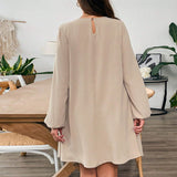 Plus Size Women Clothing Simple Comfortable Dress Autumn Winter Loose Slimming One Step Midi Dress