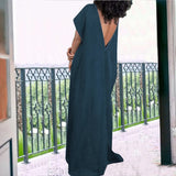 Plus Size Women Clothing Denim Sleeveless Backless Maxi Dress