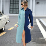 Plus Size Women Clothing Denim Stitching Dress