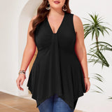 Plus Size Women Clothing Summer Loose Casual Sleeveless Vest