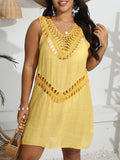 Women Dress plus Size Women Clothes Hand Crocheting Stitching Vest Dress Beach Beach Cover Up