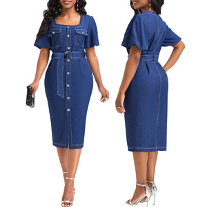 Sexy Women Wear Stitching Denim Dress