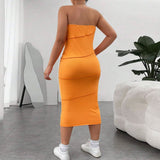 Plus Size Internet Popular Slim Fitting Slimming Sheath Sexy Strapless Dress Dress
