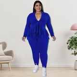 Plus Size Women Clothing Top with Blouse Pants Sets