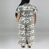 Plus Size Women Clothes Autumn Short Sleeved Jumpsuit