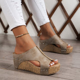 Wedge Sandals Popular Summer round Head Thick Bottom Roman Sandals Women plus Size Fish Mouth Sponge Cake Slipper