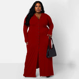 Plus Size Women Clothing Sexy Sunken Stripe Split Dress