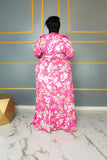 Plus Size Long Sleeve V Neck Women Elegant Dress