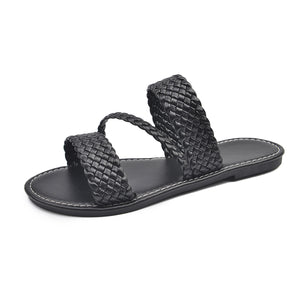 Knitted Belt Flat Slippers Women Simple Lightweight Beach Slippers Sliprs