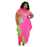 Plus Size Popular Spring Printed round Neck Long Creative Dress