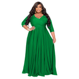 Plus Size Woman Women Clothing Solid Color V Neck Sexy Wedding Clothes Dress