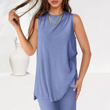 Two Piece Set Casual Set Summer Casual Loose Vest Wide Leg Pants Matching Travel Set Sportswear