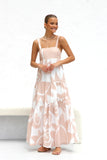Spring Summer Simple Printing Suspenders Large Swing Dress