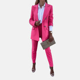 Spring Autumn Women Solid Color Two Piece Set Casual Trousers Set