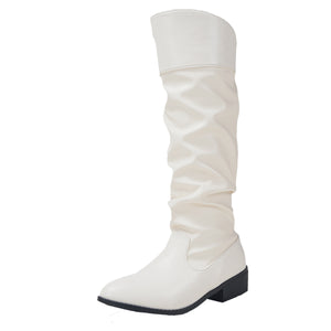 Autumn Winter Long Canister Boots Chunky Heel High Boots Women Leather Boots