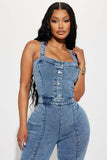 Denim Jumpsuit Women Slim Fit Bodysuit Waist Tight Washed Suspender Jumpsuit