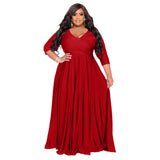 Plus Size Woman Women Clothing Solid Color V Neck Sexy Wedding Clothes Dress