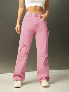 Niche Love Pink Straight Jeans Women High Waist Autumn Loose Drooping Wide Leg Pants Long Pants