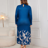 Plus Size Dress Faux Two Piece Turtleneck Long Sleeve Asymmetric Dress Women