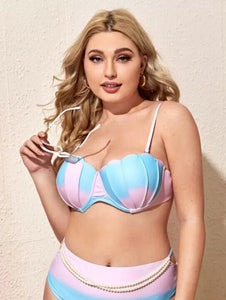 Plus Size New Sexy  High Waist Split Bikini Swimsuit