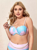Plus Size New Sexy  High Waist Split Bikini Swimsuit