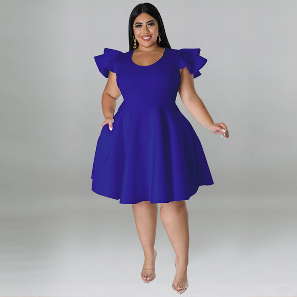 Plus Size Women Clothes Multi Color Formal Swing Dress