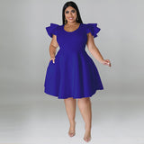 Plus Size Women Clothes Multi Color Formal Swing Dress