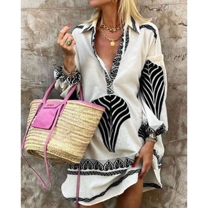 Spring Summer Casual Long Shirt Loose Vacation Split Top for Women