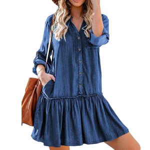 Women Clothing Denim Classic All Match Dress