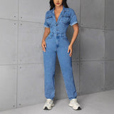Women Clothing Casual Office Slim Fit Slimming One Piece Denim Trousers
