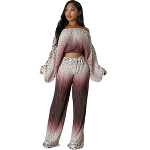 Autumn Suit Women Printed Wear Casual Long Sleeve Trousers Two Piece Set