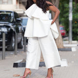 Women Clothes Loose Cool Top Wide Leg Pants Two Piece Suit